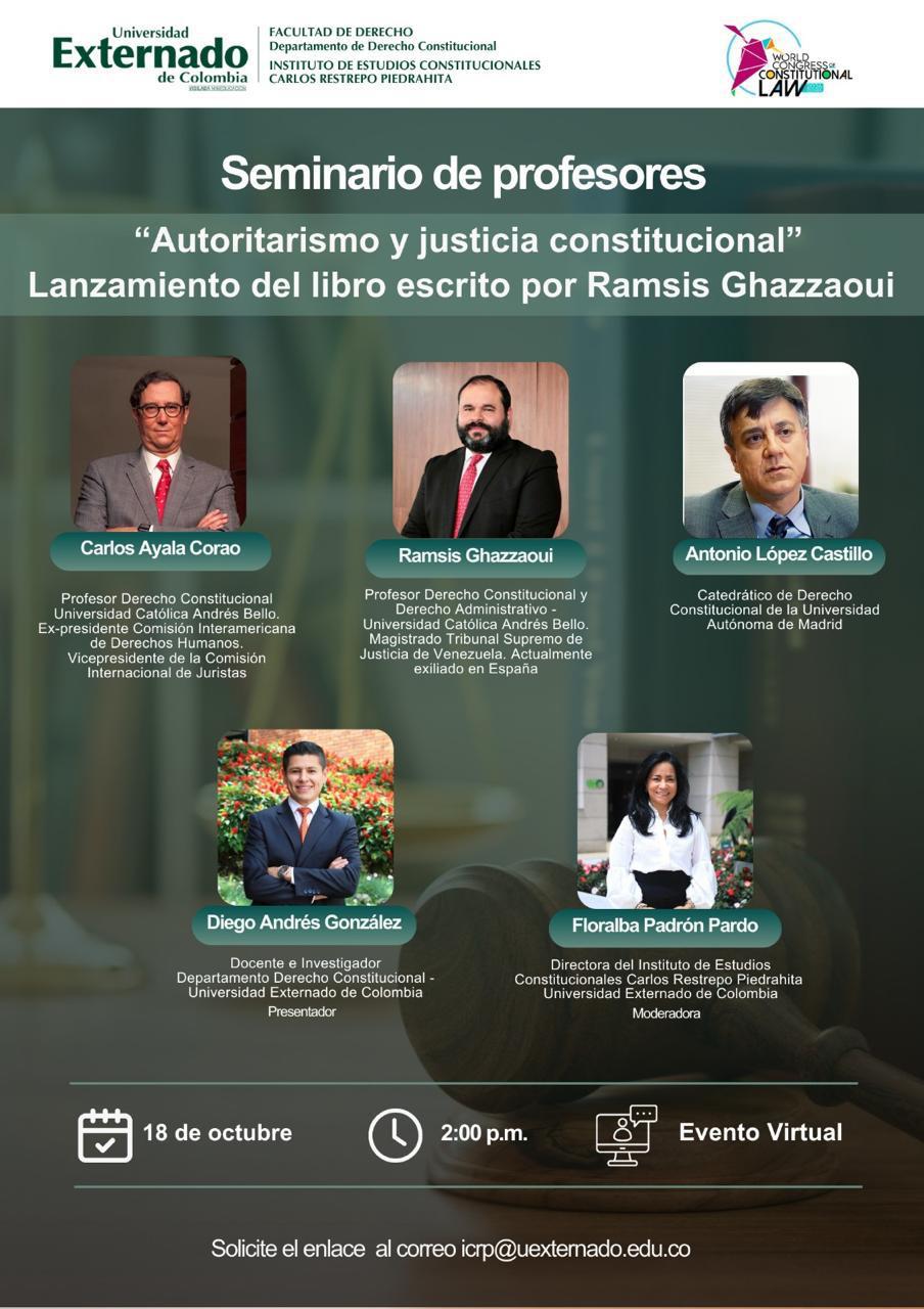 Seminario de profesores “Autoritarismo y justicia constitucional”. Lanzamiento del libro escrito por Ramsis Ghazzaoui