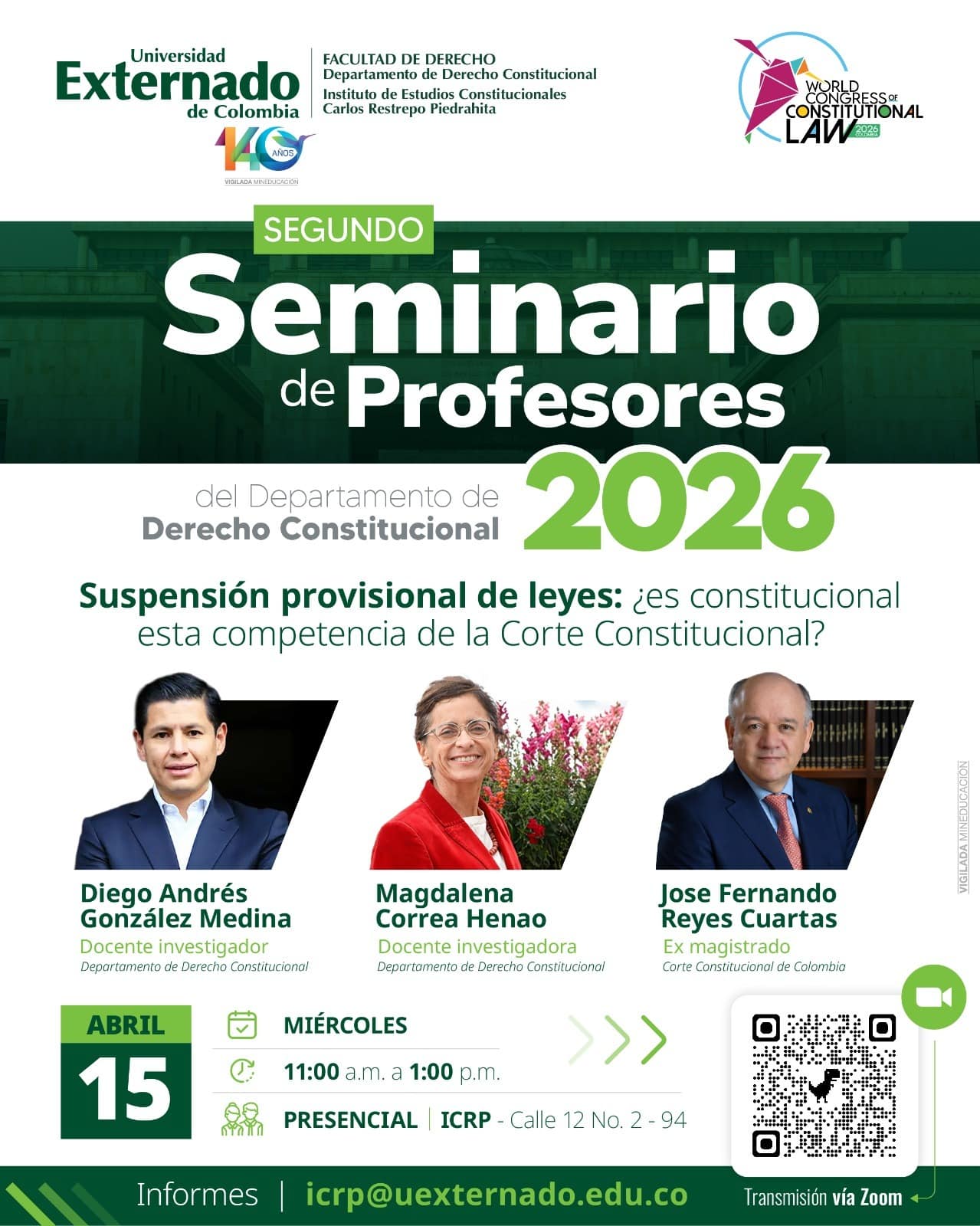 2 Seminario de profesores 2026: Suspensión provisional de leyes: ¿es constitucional esta competencia de la Corte Constitucional?