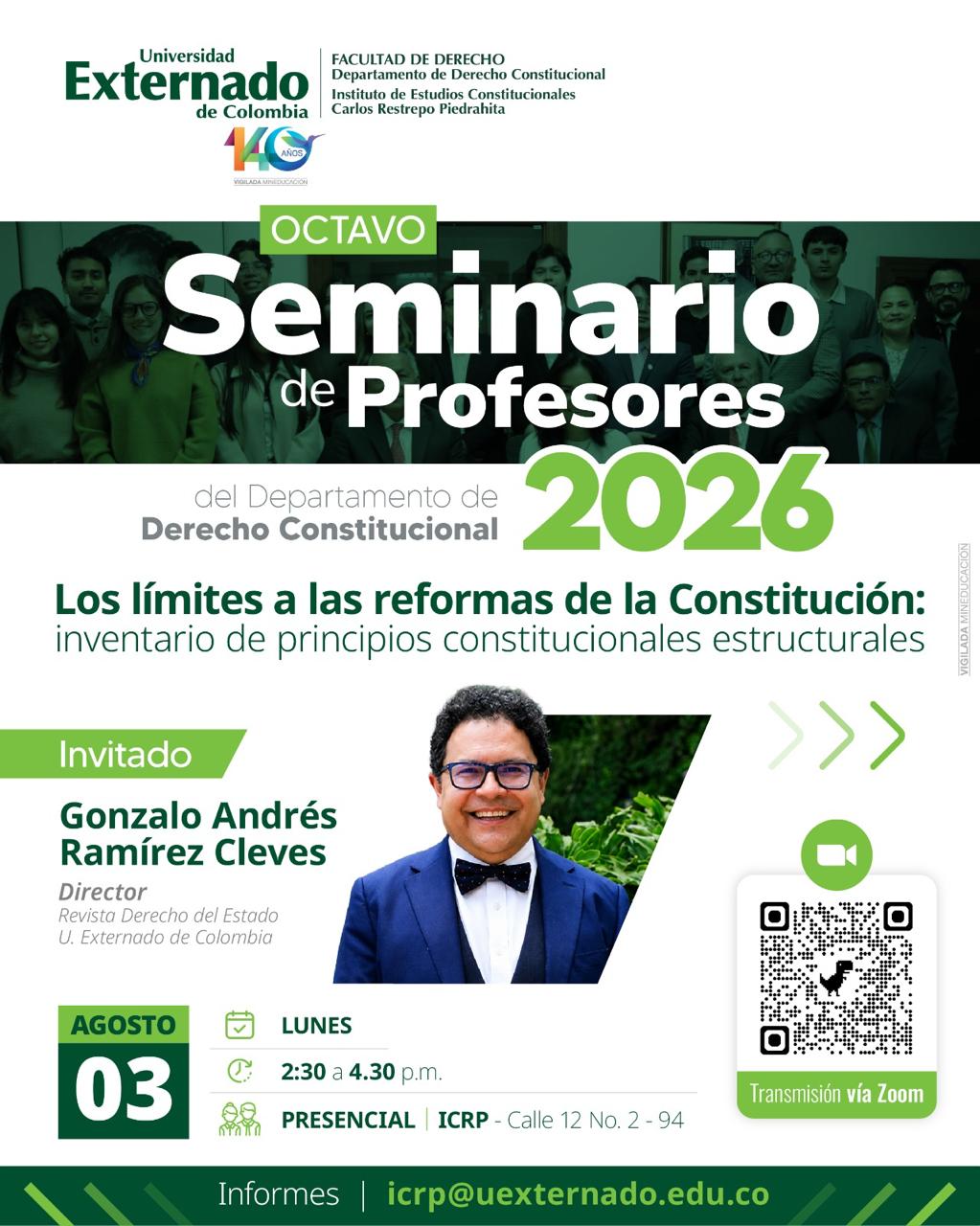 8 Seminario de Profesores 2026: Los límites a las reformas de la Constitución: inventario de principios constitucionales estructurales